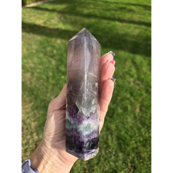 Crystal Fluorite Polished Tower Obelisk, 476g - Picture 6 of 9